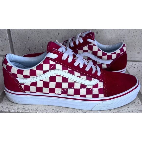 Vans Unisex Old Skool (Primary Check) Red Skate Shoe Men’s Sz 9.5/Women’s Sz 11 - Picture 14 of 16